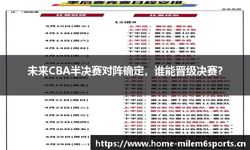 未来CBA半决赛对阵确定，谁能晋级决赛？